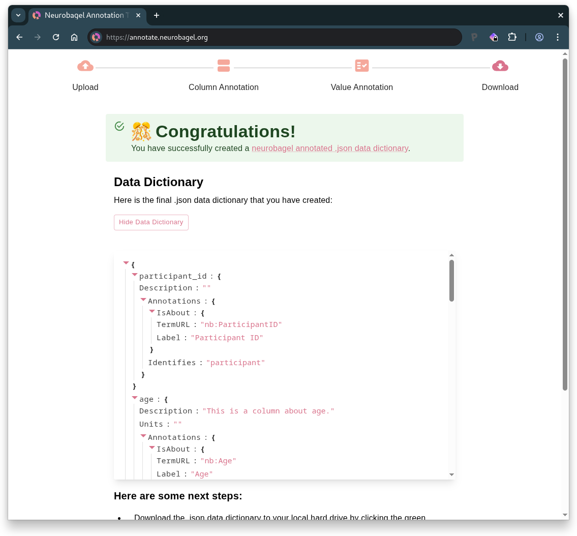 Annotation tool download step screenshot